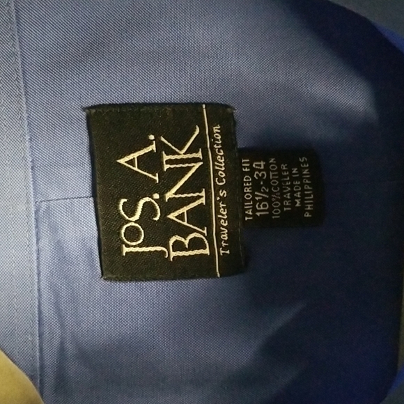 JOS. A Bank Traveler's Collection Blue Button Down Dress shirt Size 16.5 - 34 - Picture 2 of 4